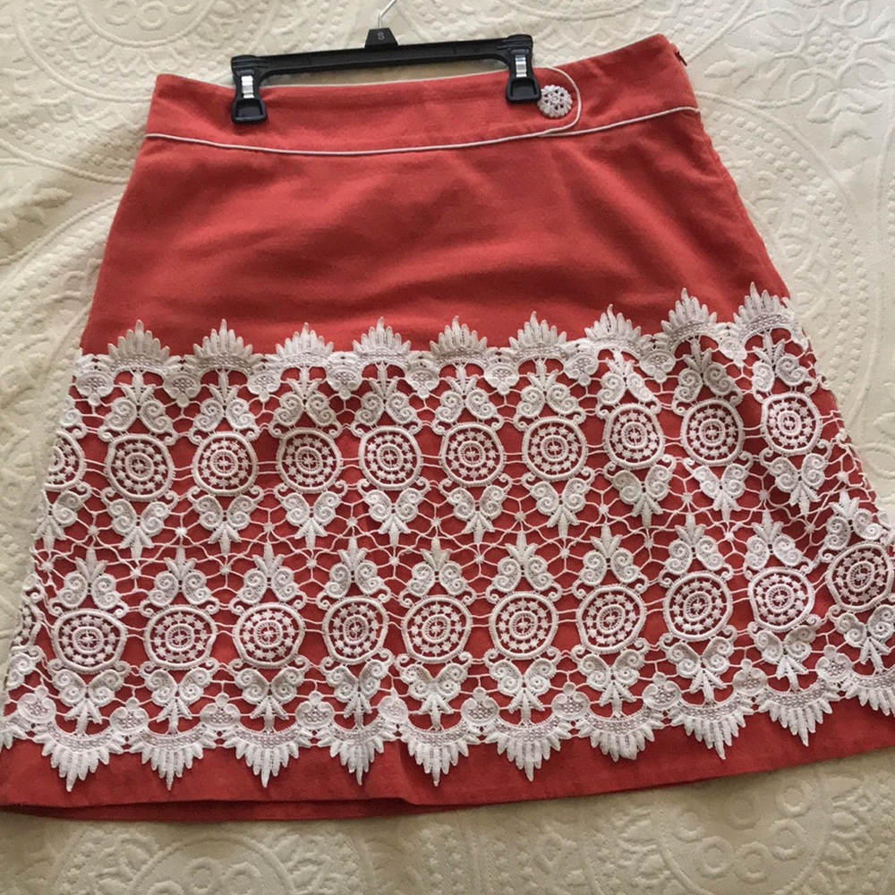 Orange and white lace skirt